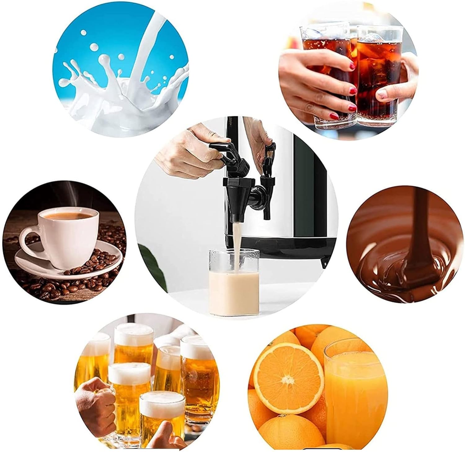 Stainless Steel Coffee Urn & Hot Water Dispenser, 6L/8L/10L/12L Insulated Kettle with Spigot, Ideal for Milk Tea & Beverages, Durable Cover, Red Color