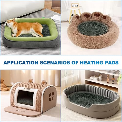 Miniatura 7 de Almohadilla térmica para perros, almohadilla térmica impermeable para exteriores para gatos, termostato ajustable, 9 velocidades y ajustes de