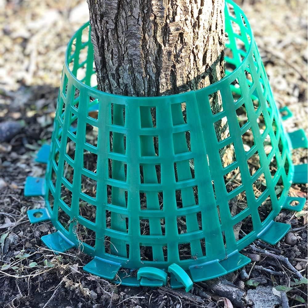Plant Knight Tree Trunk Guard Protector with 6 Inch Plastic Expandable Wrap Fence Cage Ventilation and Clip for Garden Protection, 6 Pack (Green)