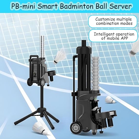 Badminton Feeder Machine, Portable Shuttlecock Launcher with Adjustable Speed and APP Control, for Training and Skill Development
