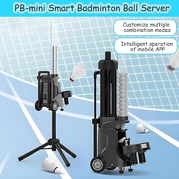 Badminton Feeder Machine, Portable Shuttlecock Launcher with Adjustable Speed and APP Control, for Training and Skill Development