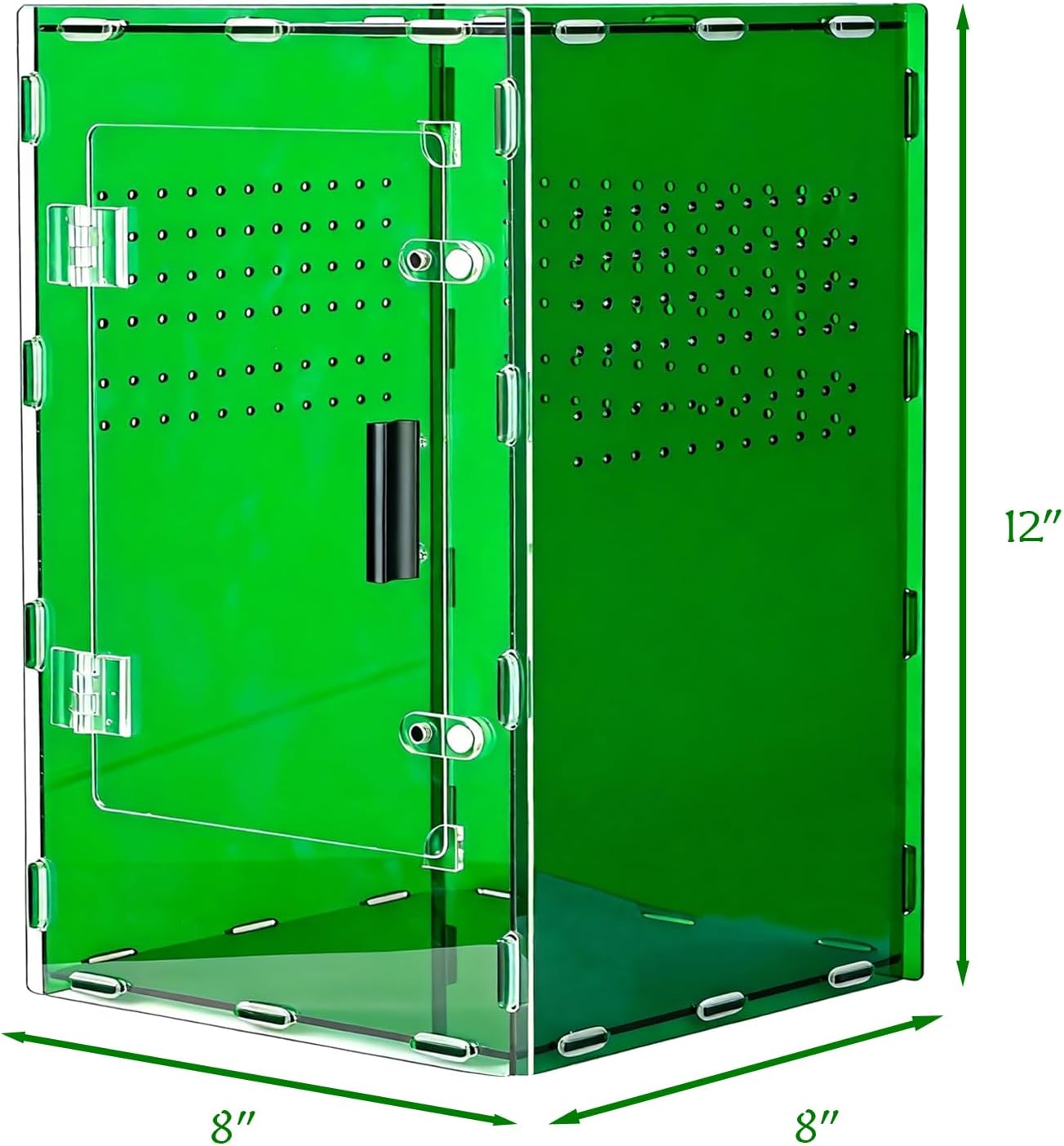 8x8x12 Acrylic Terrarium Reptile Tank – Cyberpunk Deep Green Reptile Enclosure Modeled After New Caledonia Rainforest for Lizards, Spiders & Small Reptiles