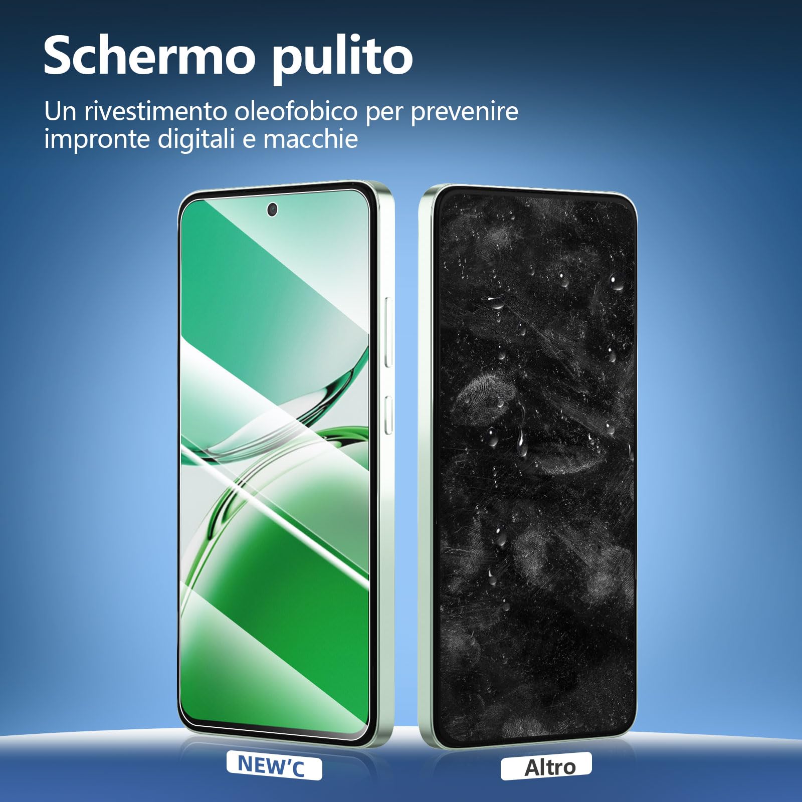 NEW'C 3 Pezzi, Vetro Temperato per OPPO Reno 13 F / 13 FS 5G/4G, Reno12 F 4G, Reno12 FS 5G, Pellicola Prottetiva Anti Graffio, Anti-Impronte, Senza Bolle, Durezza 9H, Trasparente, Ultra Resistente