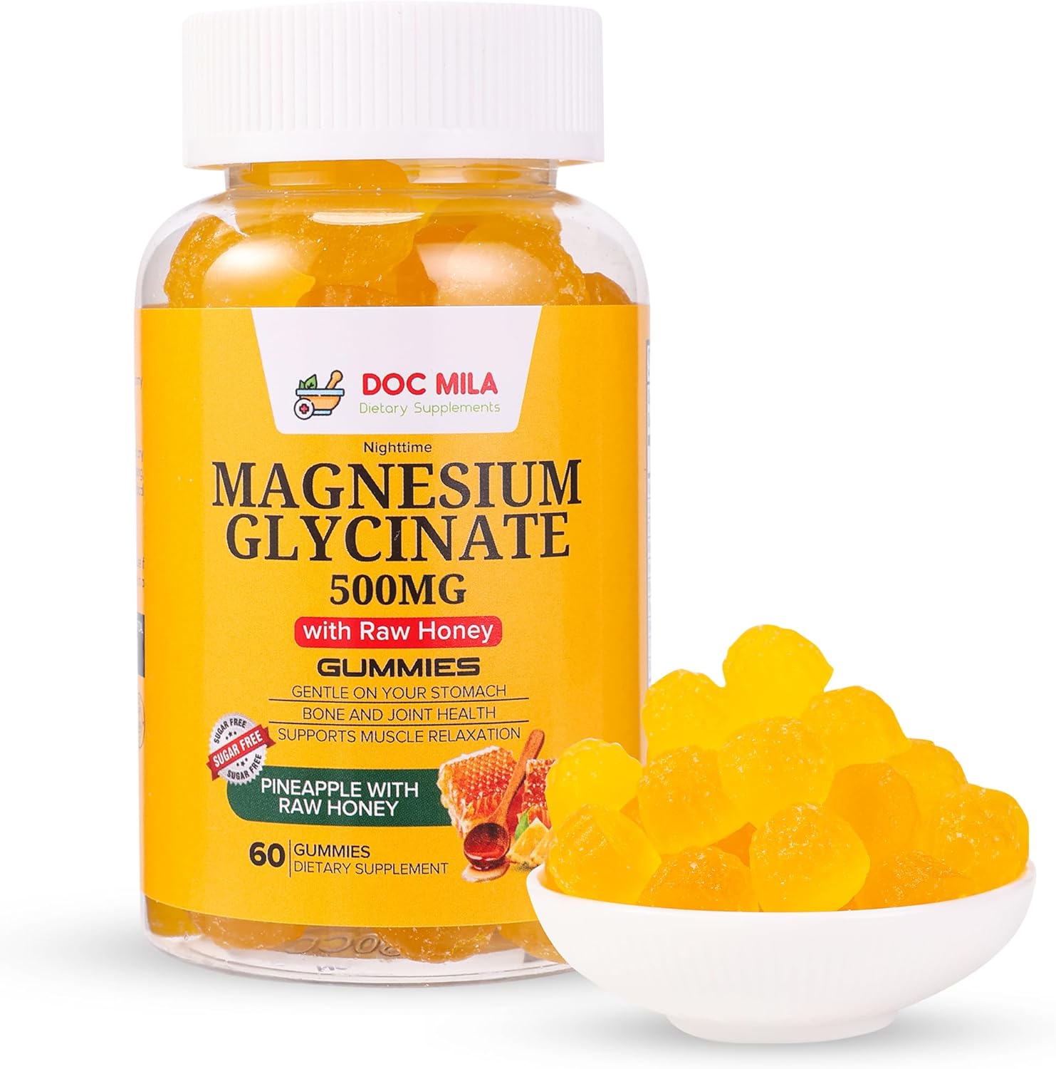Magnesium Glycinate Gummies 500mg for Leg Cramps, Restless