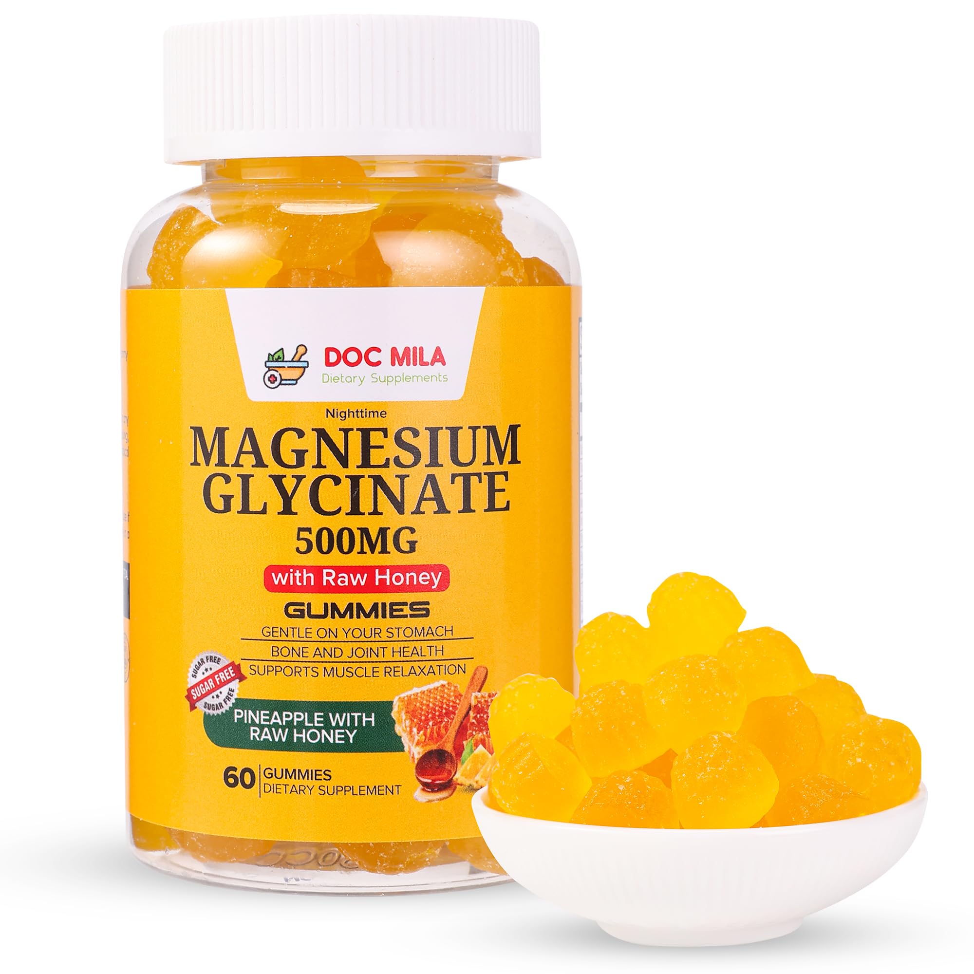 Magnesium Glycinate Gummies 100mg for Kids and Adults- Bedtime Formula, Deep Calm Sleep Supplement - Glicinato de Magnesio