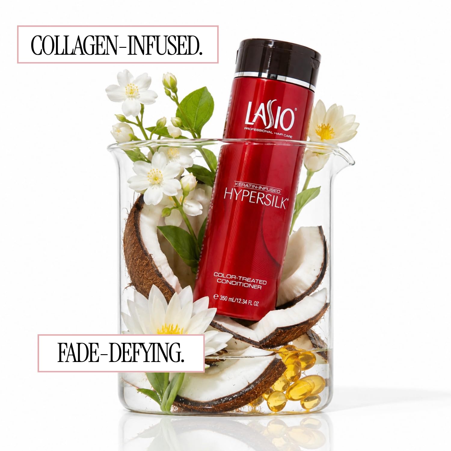Lasio Hypersilk Acondicionador para cabellos teñidos con infusión de queratina, 350 ml