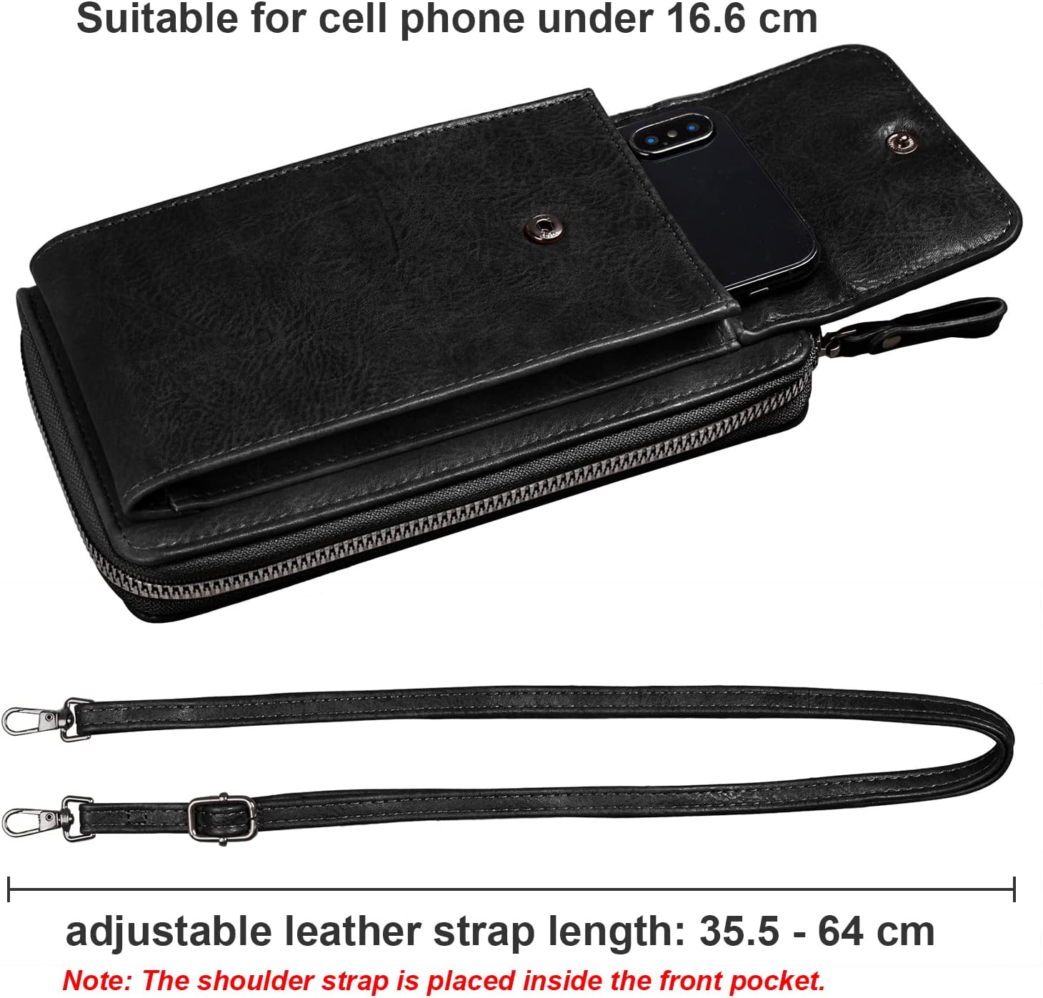 Kememo Small Crossbody Purses For Women, PU Leather Phone Purse Shoulder Bag With Adjustable Shoulder Strap Credit Card Slots image 5