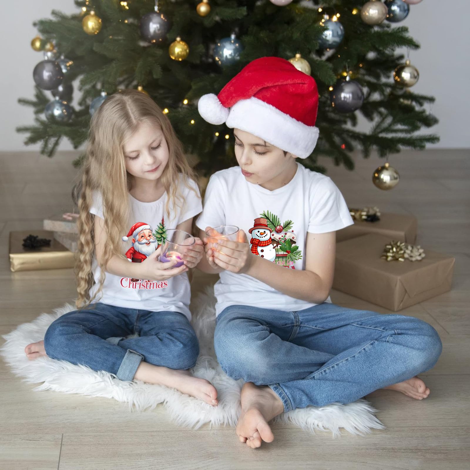 12 hojas de vinilo termotransferible de Navidad para camisetas, calcomanías navideñas para planchar para ropa, bolsas, fundas de almohada, decoraciones de bricolaje