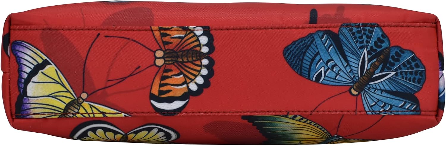 Anuschka Crossbody with Slip Pocket - Wanderlust Collection - Nylon Fabric with Genuine Leather Trim and Artwork Print