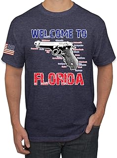 Welcome to Florida | Pro Gun Rights Florida Map 2nd Amendment USA Flag American Pride Men's T-Shirt