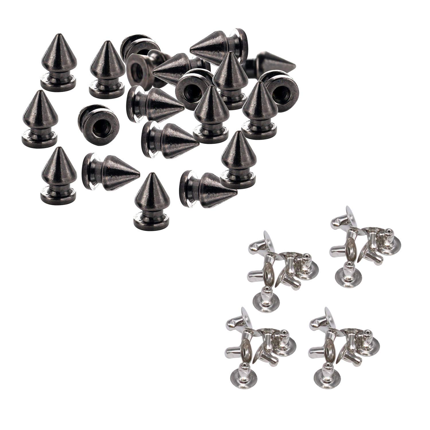 Trimming Shop, borchie a cono con chiusura a vite, 8 mm x 12 mm, per fai da te, in pelle, artigianato, abbigliamento, jeans, giacche, scarpe, accessori punk e gotico, 50 pezzi