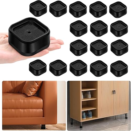 shouwuhho Paquete de 16 elevadores de cama ajustables para muebles, elevadores de cama resistentes de 1 pulgada, elevadores cuadrados apilables de