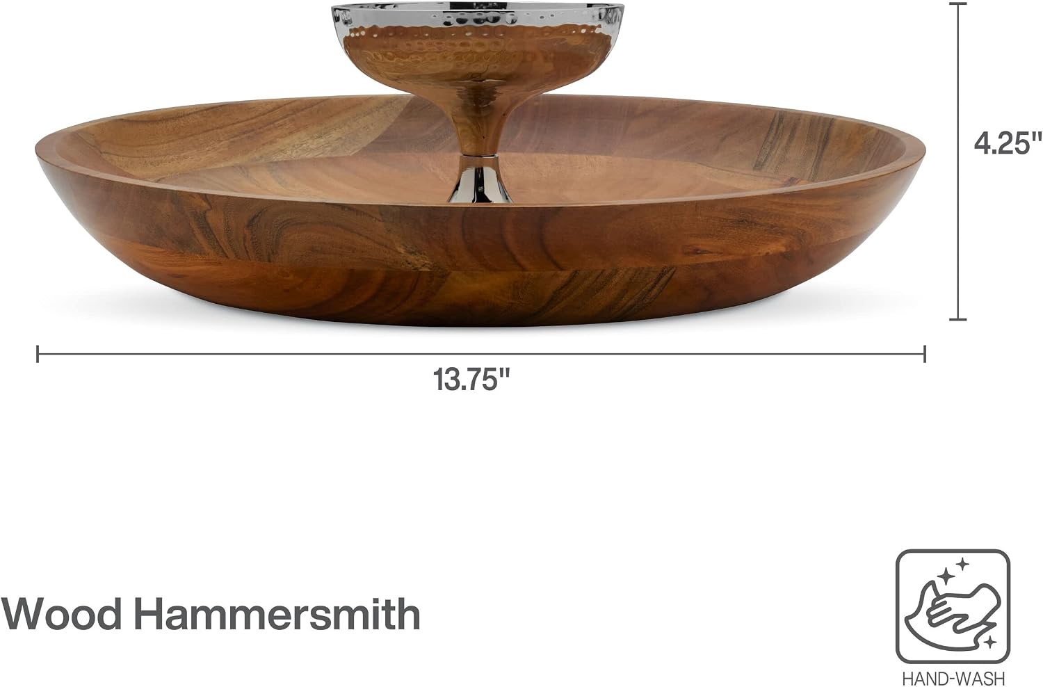 Towle Wood & Hammersmith Chip & Dip Server, 13.75 Inch, Brown