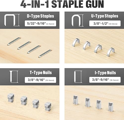 Miniatura 2 de Bielmeier Pistola de grapas 4 en 1, pistola de grapas para tapicería resistente con 4000 grapas, clavadora manual de ajuste de potencia para madera,