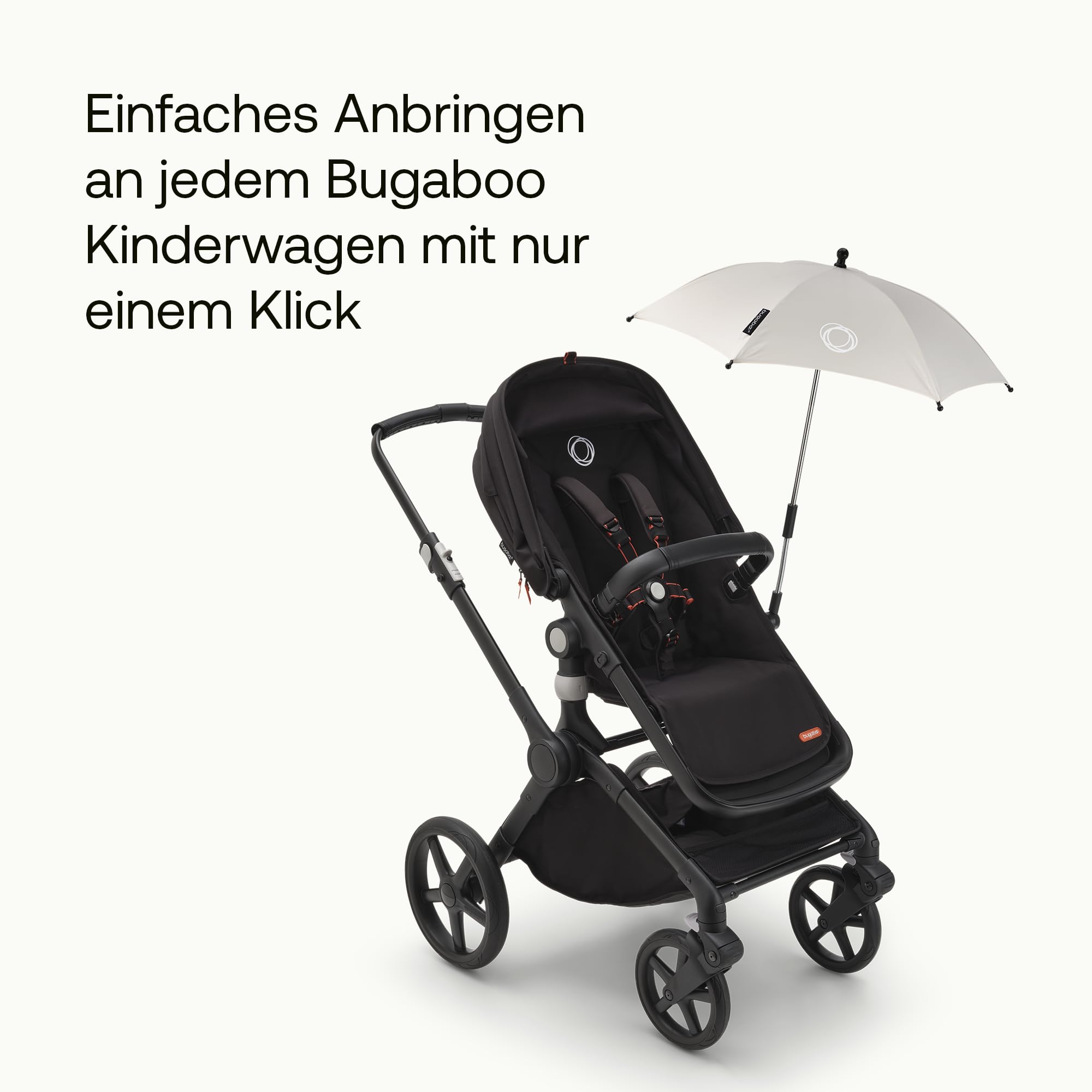 Bugaboo Sonnenschirm+, kompatibel mit allen Bugaboo Kinderwagen, mit UPF 50+ Schutz gegen UV-Strahlen, große Schattenfläche, Verbindung mit einem Klick & leicht verstellbarer Mechanismus, Fresh White | mit UPF 50+ UV Schutz, große Schattenfläche, Verbindu
