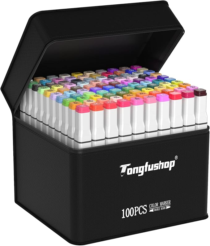 Alcohol Markers, 100 Drawing Markers Set Fiber