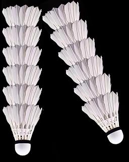 Professional Goose Feather Badminton Shuttlecocks | 12 Pack with High Stability and Speed for Indoor Outdoor Training,Speed 76