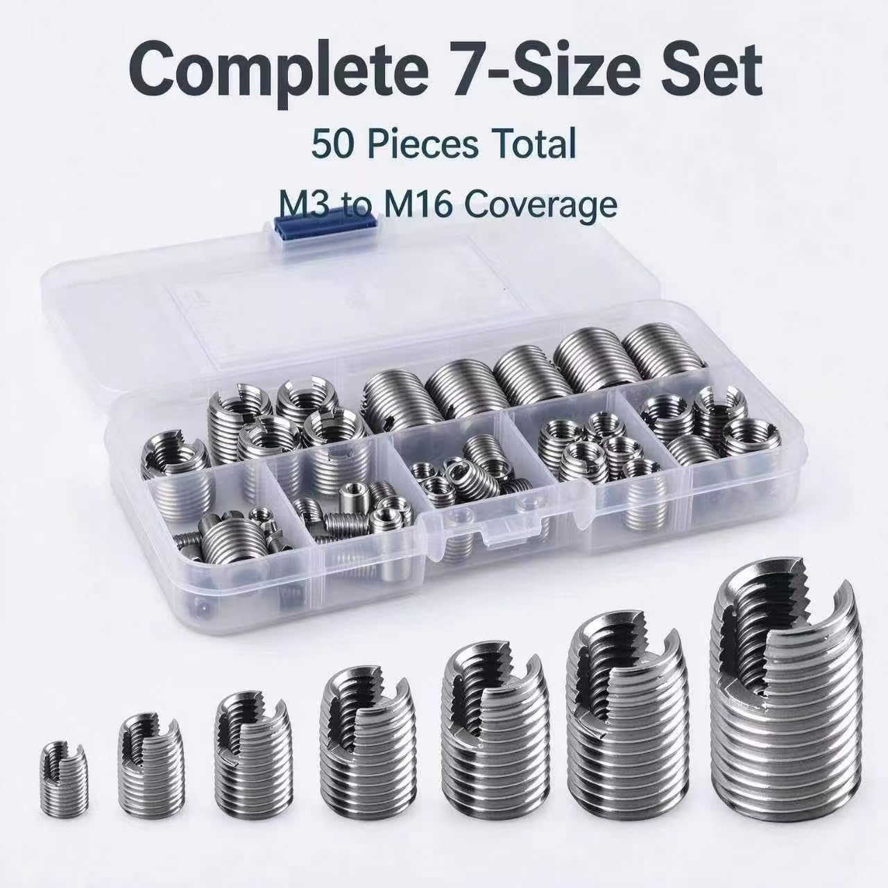 Stainless Steel Thread Repair Inserts - 50 Pcs Kit -8