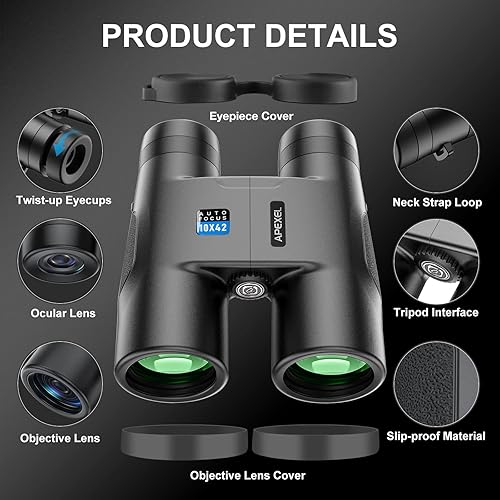 Miniatura 6 de Prismáticos profesionales de alta potencia HD sin enfoque, prismáticos profesionales de alta potencia, sin enfoque, con lente BAK-9 Prisma FMC para