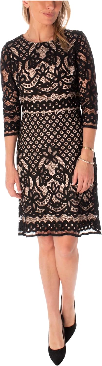 Maison Tara Womens Allover Lace Sheath Dress
