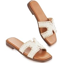 Women Slide Sandals Fashion Flat Soft Memory Foam Comfortable Faux Leather Open Toe Slip On Slides For Summer Dressy 2026