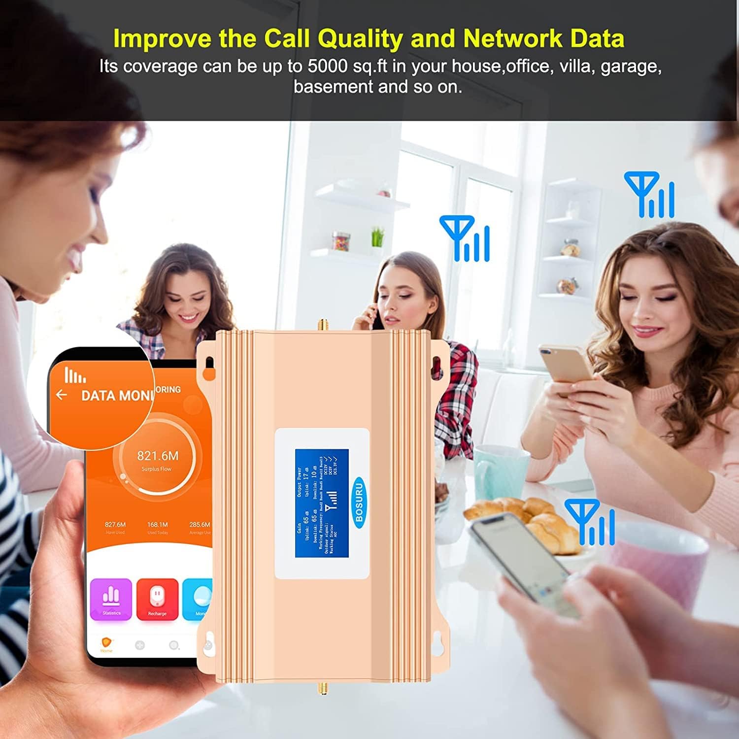 AT&T Cell Phone Signal Booster Verizon Signal Booster T Mobile Cell Signal Boooster Sprint Cell Booster Cricket for All Carriers