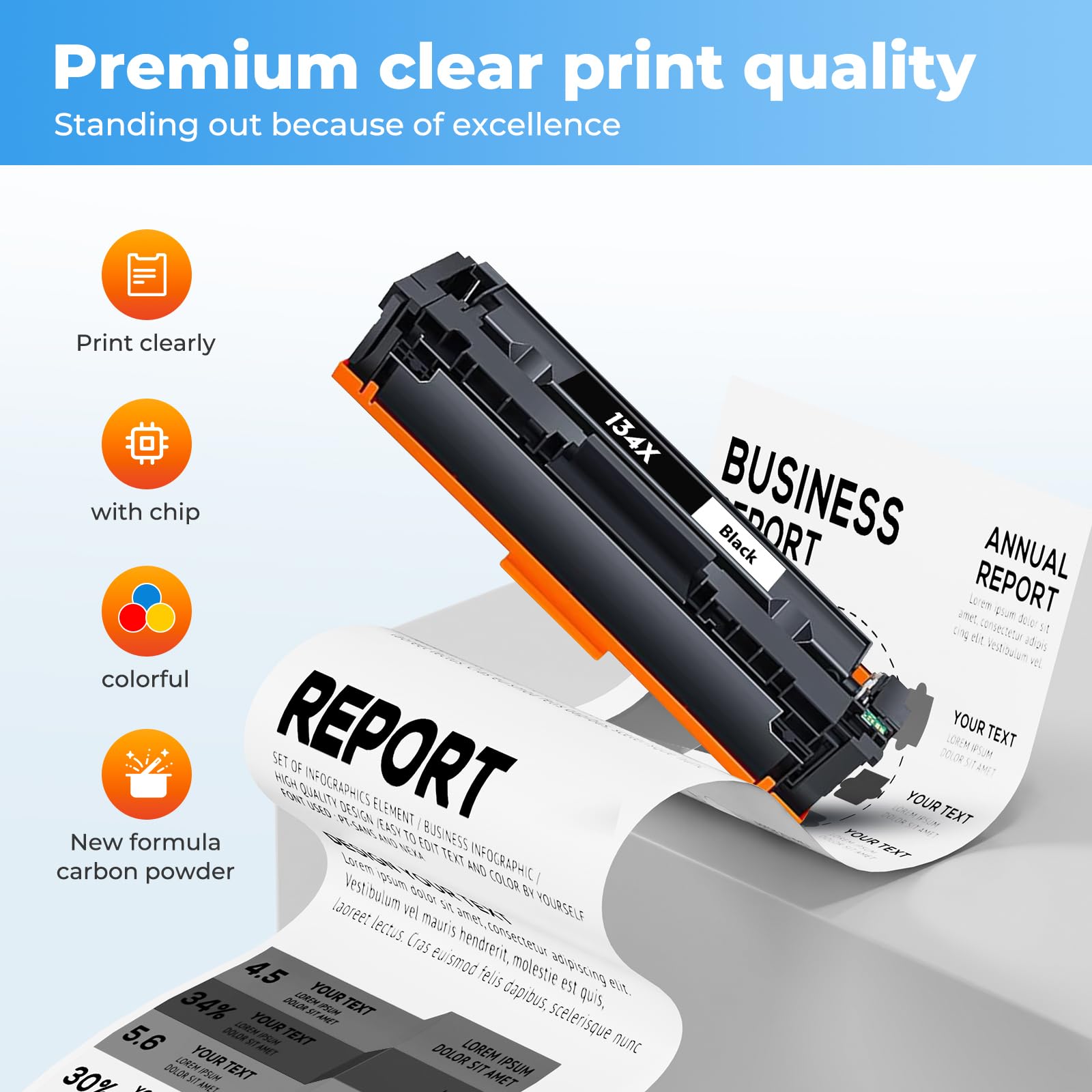 134X Black Toner Cartridge Laser Jet MFP M234dw Black Toner Compatible for HP 134X 134A Toner Cartridge for HP134X HP134A W1340X for Laser Jet M209dw MFP M234sdw Toner Ink 2 Pack (with Chip)