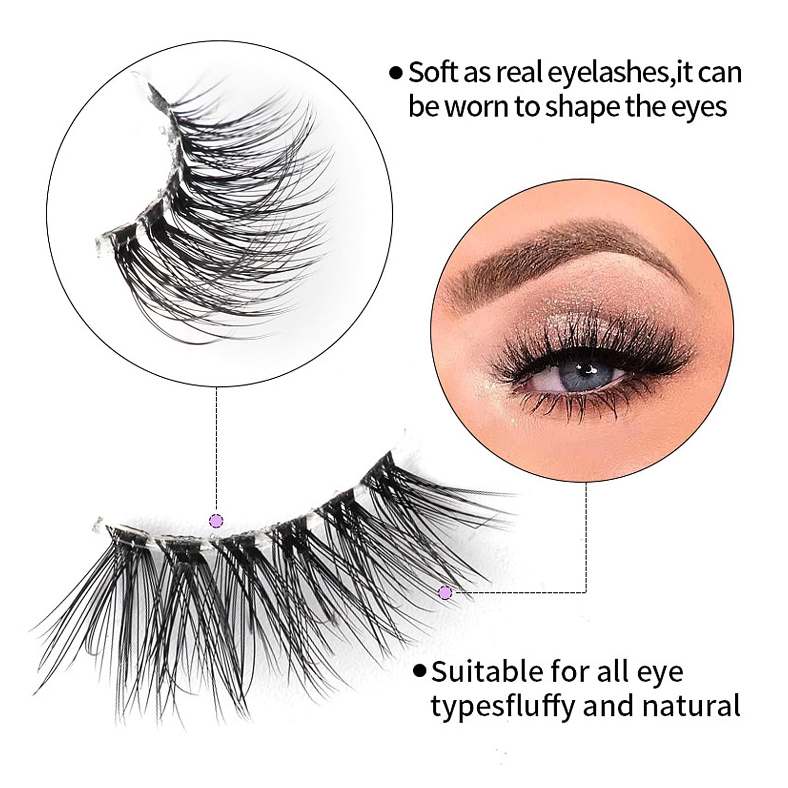 Pół rzęsa, naturalne i sztuczny, 10 par, kocie oko, half cateye, 3D