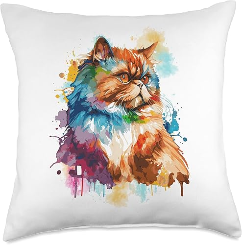 Miniatura 5 de Splash - Cojín colorido con diseño de gato persa, 16 x 16 pulgadas, multicolor