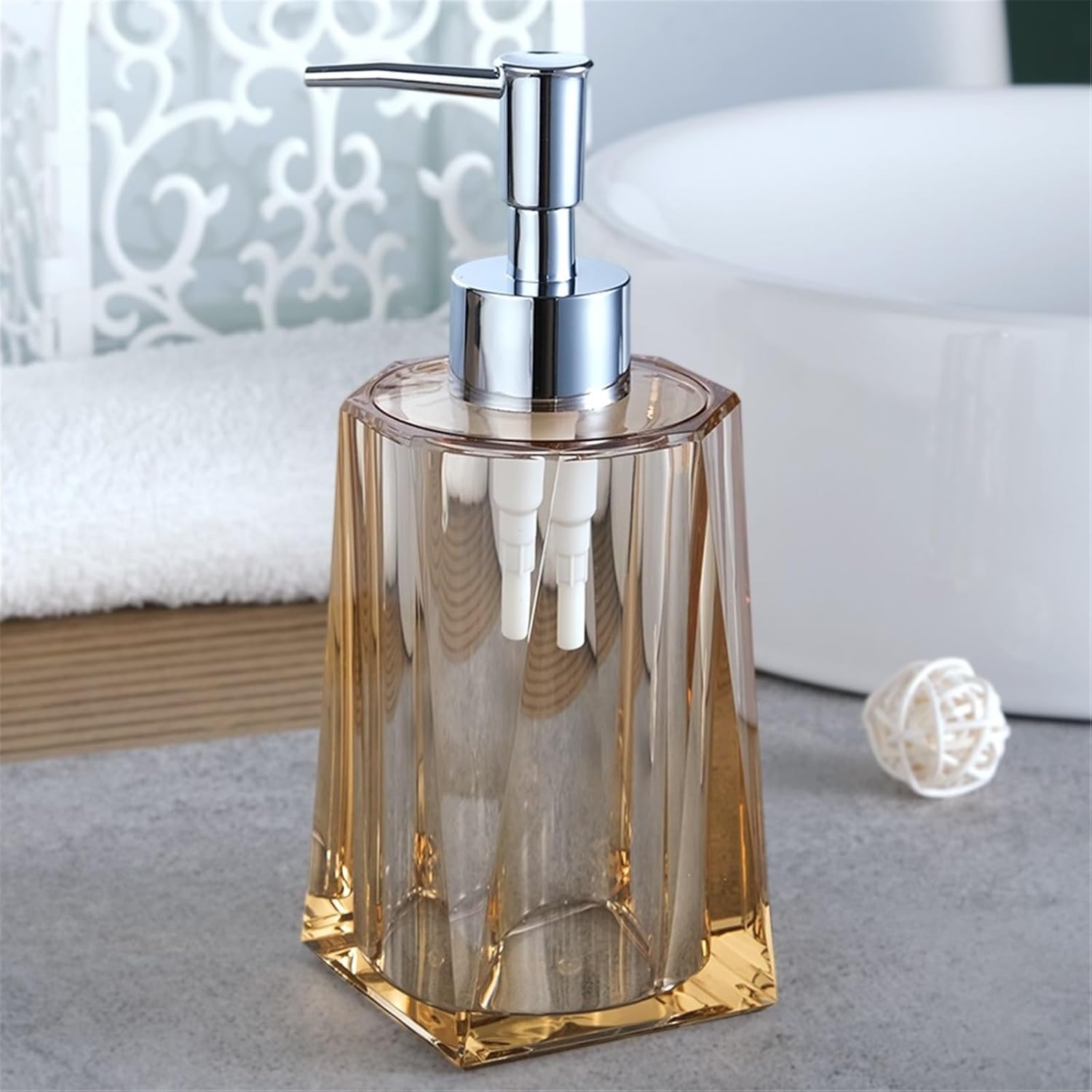 Modern Luxury Resin Soap Dispenser Household Bathroom Lotion Press Bottle 250ml Bathroom (Gold)