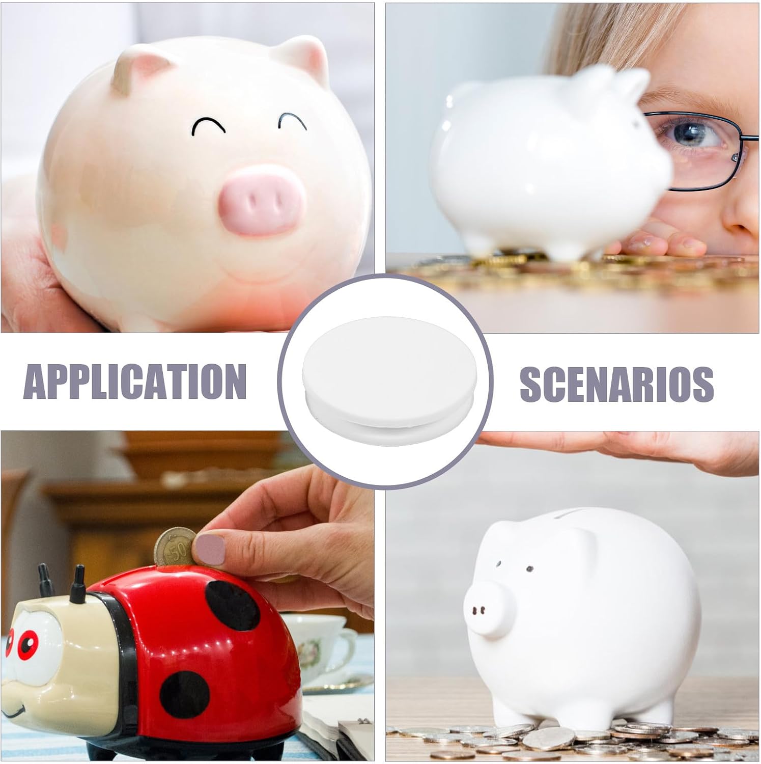 HEMOTON 10pcs PVC Money Jar Sealing Plug for Money Banks and Piggy Banks Versatile Use and Easy Storage Stopper White Bottom Plug