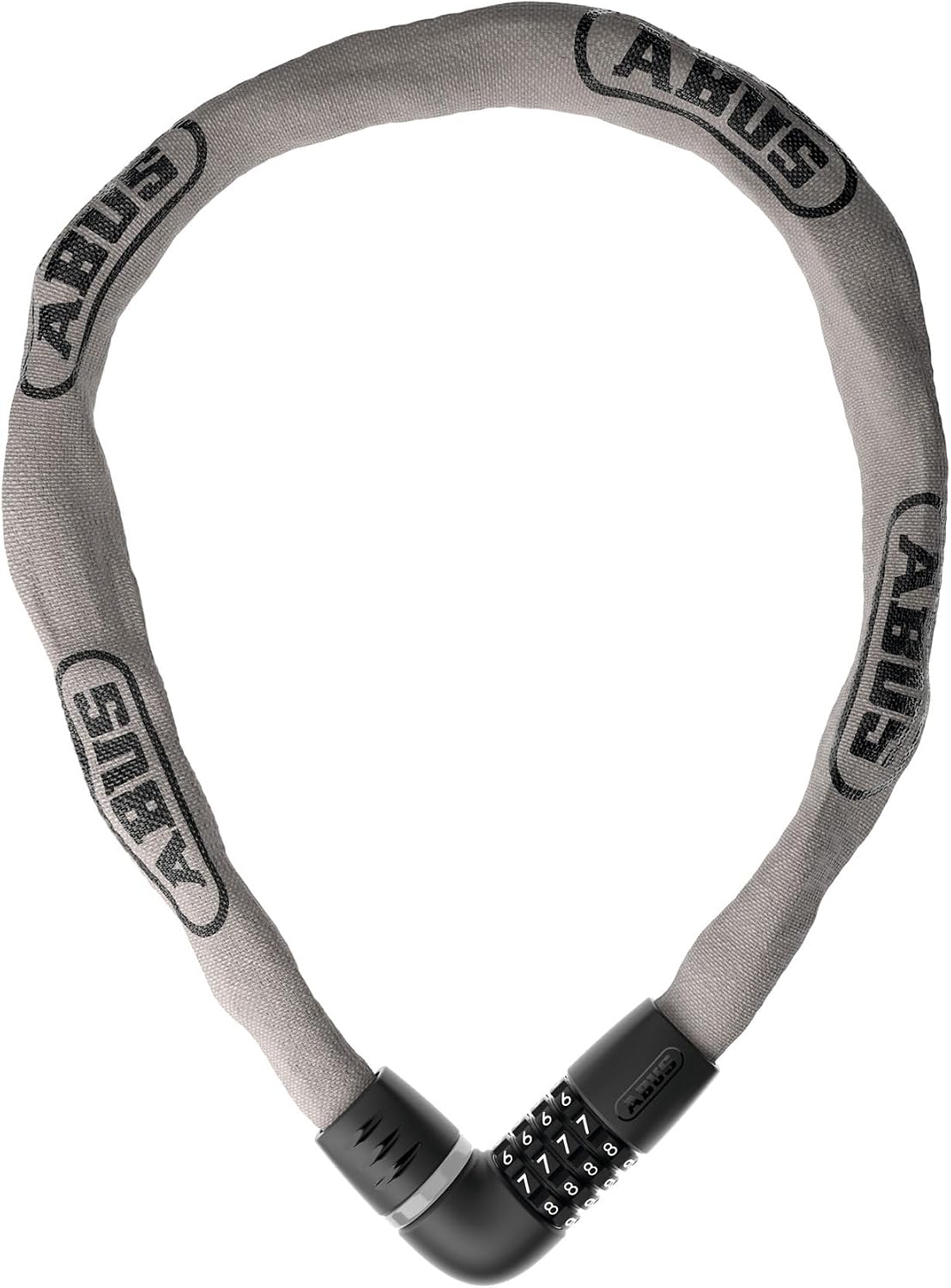 ABUS Tresor 6807C Reflective Chain Lock - 7mm Steel Security Chain with Combination Lock, 110cm (3.6 ft), Reflective Silver, High-Strength Durable Design | chain-bike-locks