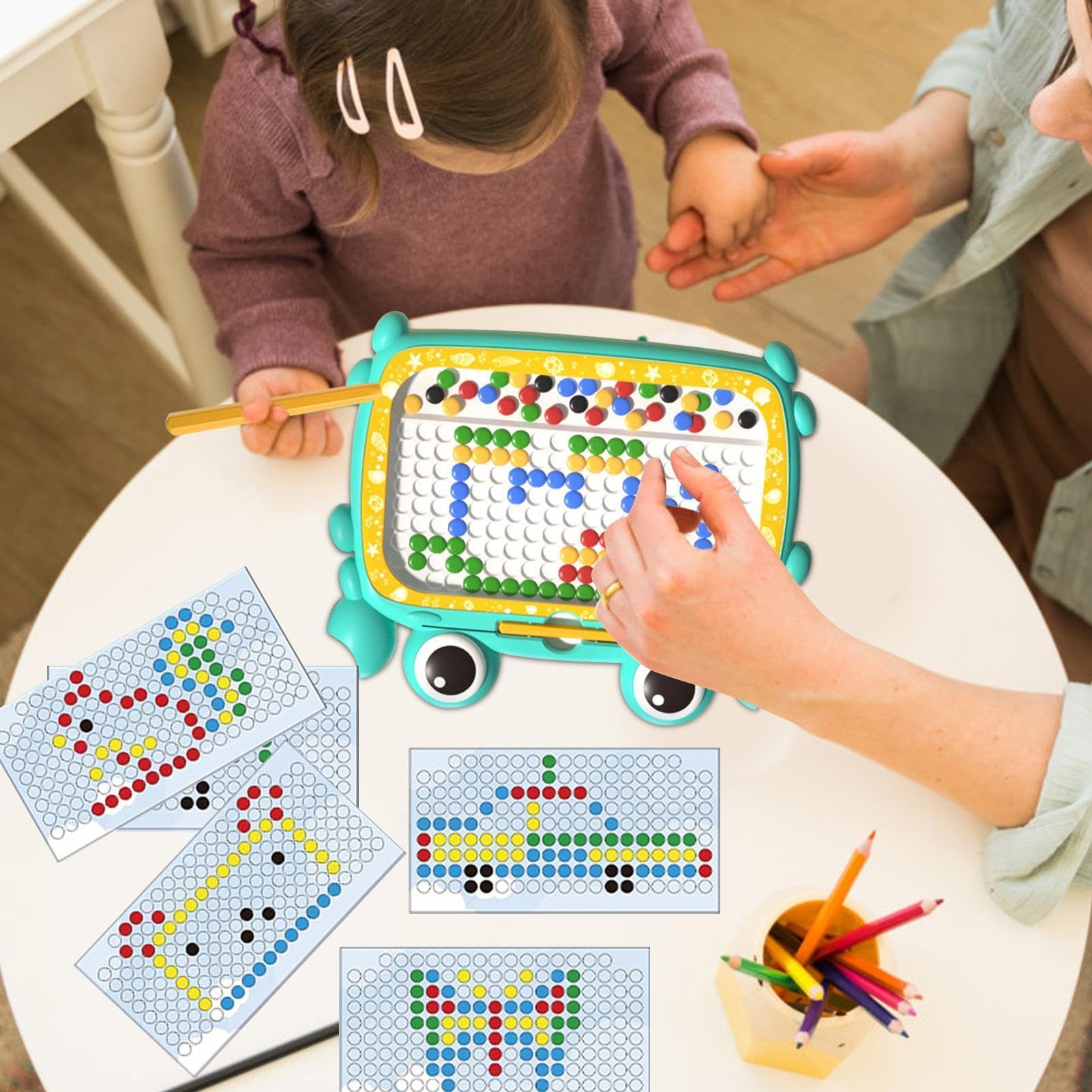 Magnetyczna tablica w kropki, tablica dla dzieci z magnetycznym piórem | magnetyczny blok do rysowania koralików, tablica do rysowania z kropkami dla dzieci Scribbler zabawka edukacyjna dla chłopców