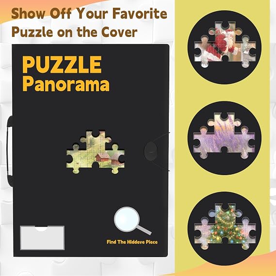 Puzzle Storage for 1000pcs with Central Mesh Window,Puzzle Holder with 5 Set Puzzles Stickers,Labeling Tabs and DlY Name Card Pocket,28.3 * 21in(Inner Page Size)