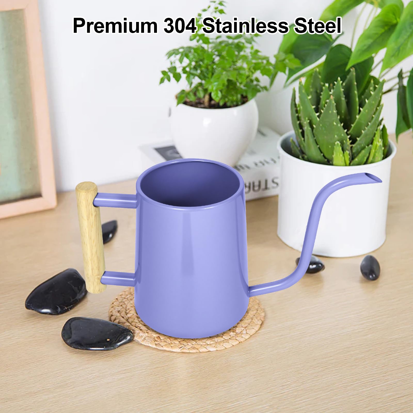 Konewka do nawadniania roślin domowych, 1000 ml, metalowa konewka ze stali nierdzewnej, doniczka z długą wylewką, do wnętrz, roślin domowych, bonsai, na zewnątrz, ogród, kwiaty, dekoracyjna (fioletowa