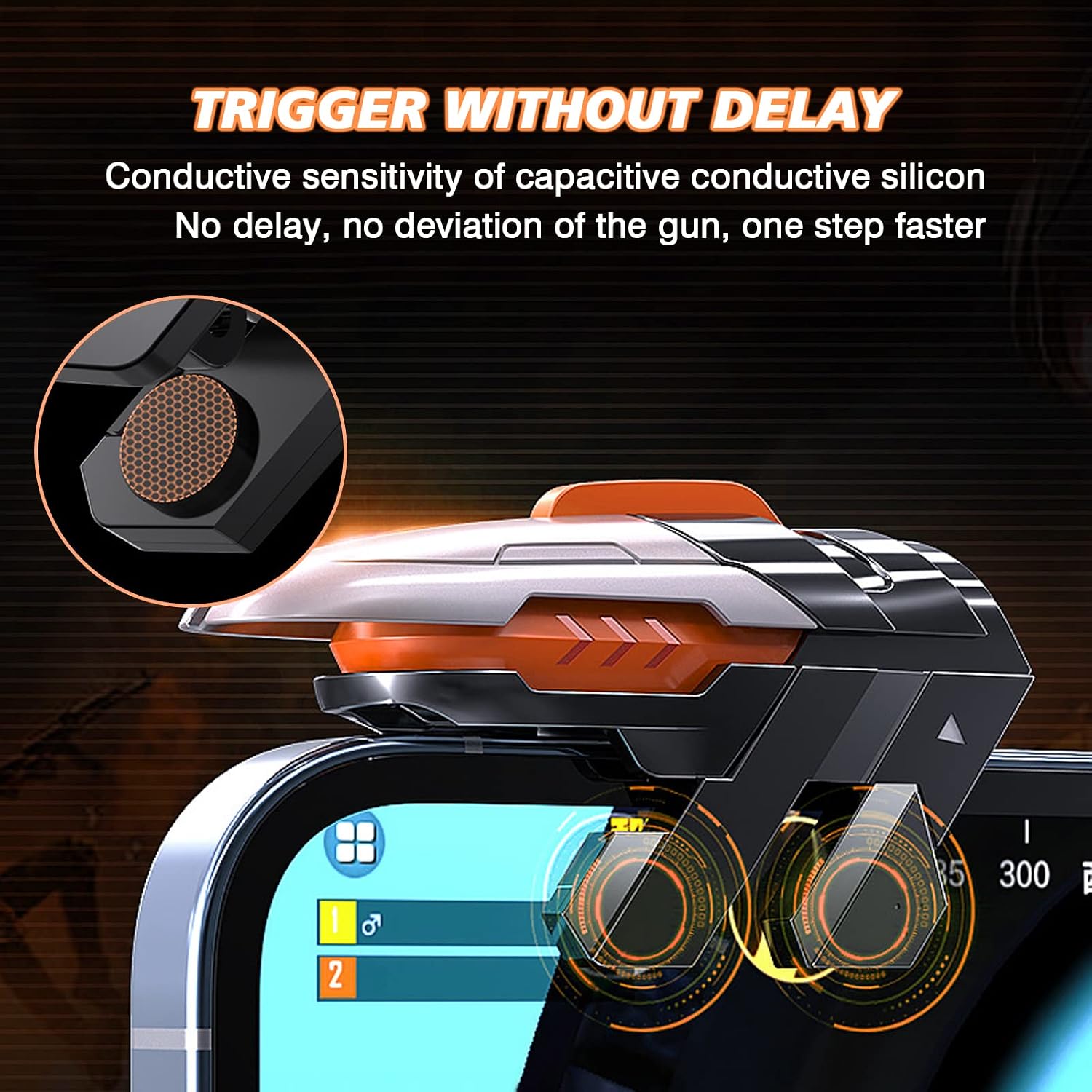 Newseego for Mobile Gaming Trigger, Six-Finger Linkage Game Controller for iPhone & Android Phones, Mechanical Black Design Game Controller for Rules of Survival/PUBG