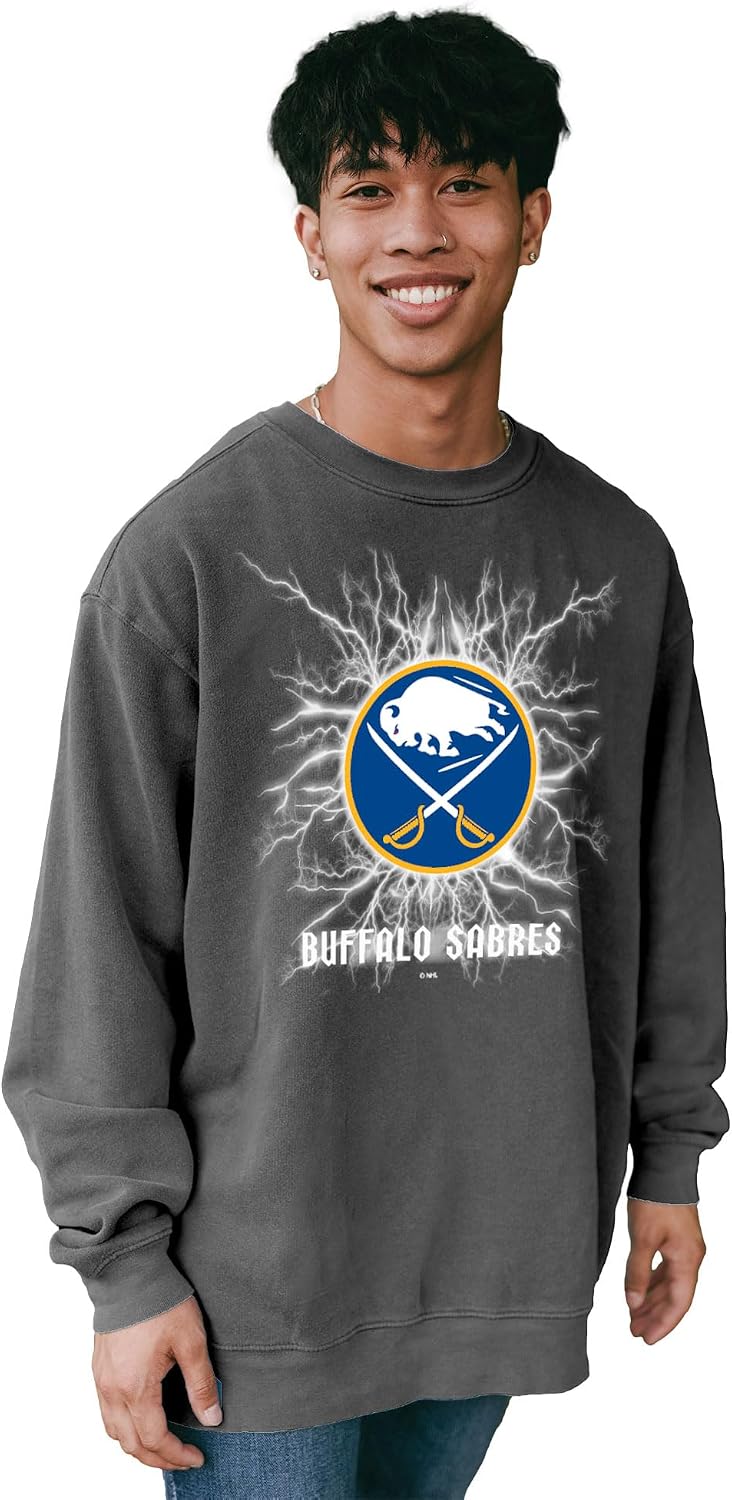 Blue 84 NHL unisex-adult Nhl Officially Licensed Crewneck Sweatshirt Ringspun Electric Black