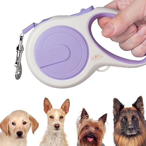 Miniatura 5 de Correa retráctil resistente de 16 pies para perros, correa de paseo para perros con asa antideslizante, dispensador, bolsas de basura, freno con una