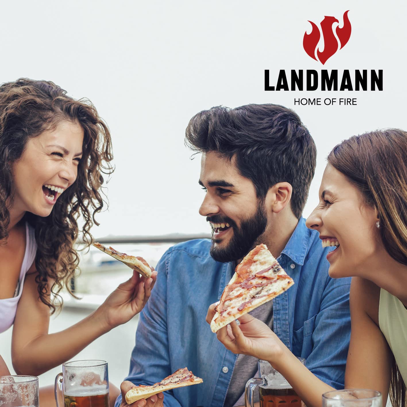 LANDMANN | Pizzastein für Gasgrill | Cordierit | ca. Ø 30,5 cm | Modulus-System | Edelstahl-Griffe | Für Gasgrill, Holzkohlegrill & Backofen geeignet | Zur Zubereitung von Pizza, Flammkuchen & Brot