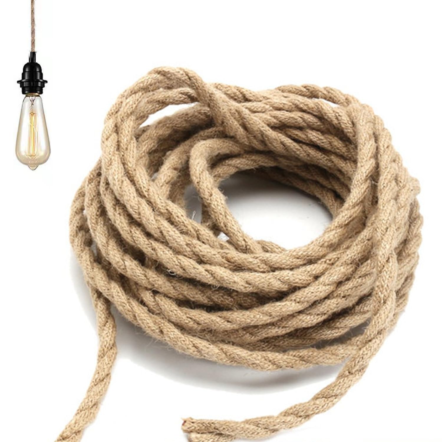 Cable Cuerda, Cable Trenzado Vintage, Cable Electrico 3 Hilos para Lámparas de Araña, Apliques y Pantallas de Lámparas (3x0,75mm²,10M)