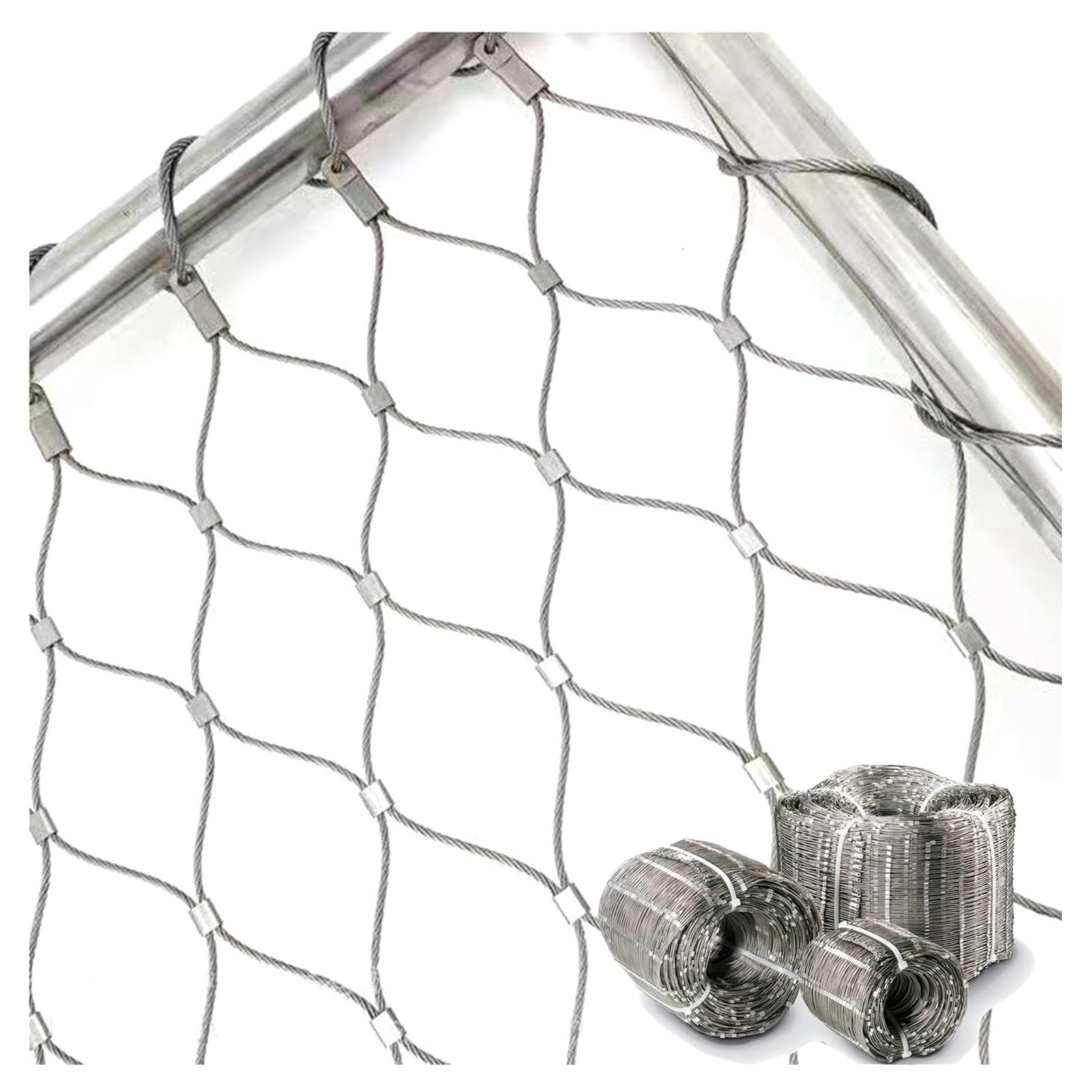 Rejilla de malla de acero inoxidable de 10 mm, malla fina de seguridad para escaleras, jardín, valla de malla de alambre duradero (0,5 x 16 m / 1.6x52.5ft)