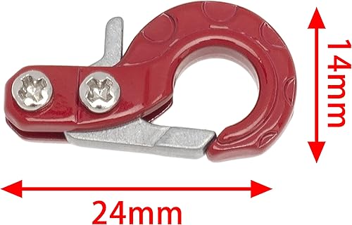 Miniatura 3 de Ganchos de cabrestante de oruga RC, gancho de remolque de metal para 110 RC Car SCX10 Tamiya CC01 D90 D110 TF2 TRX4 Accesorios (rojo)