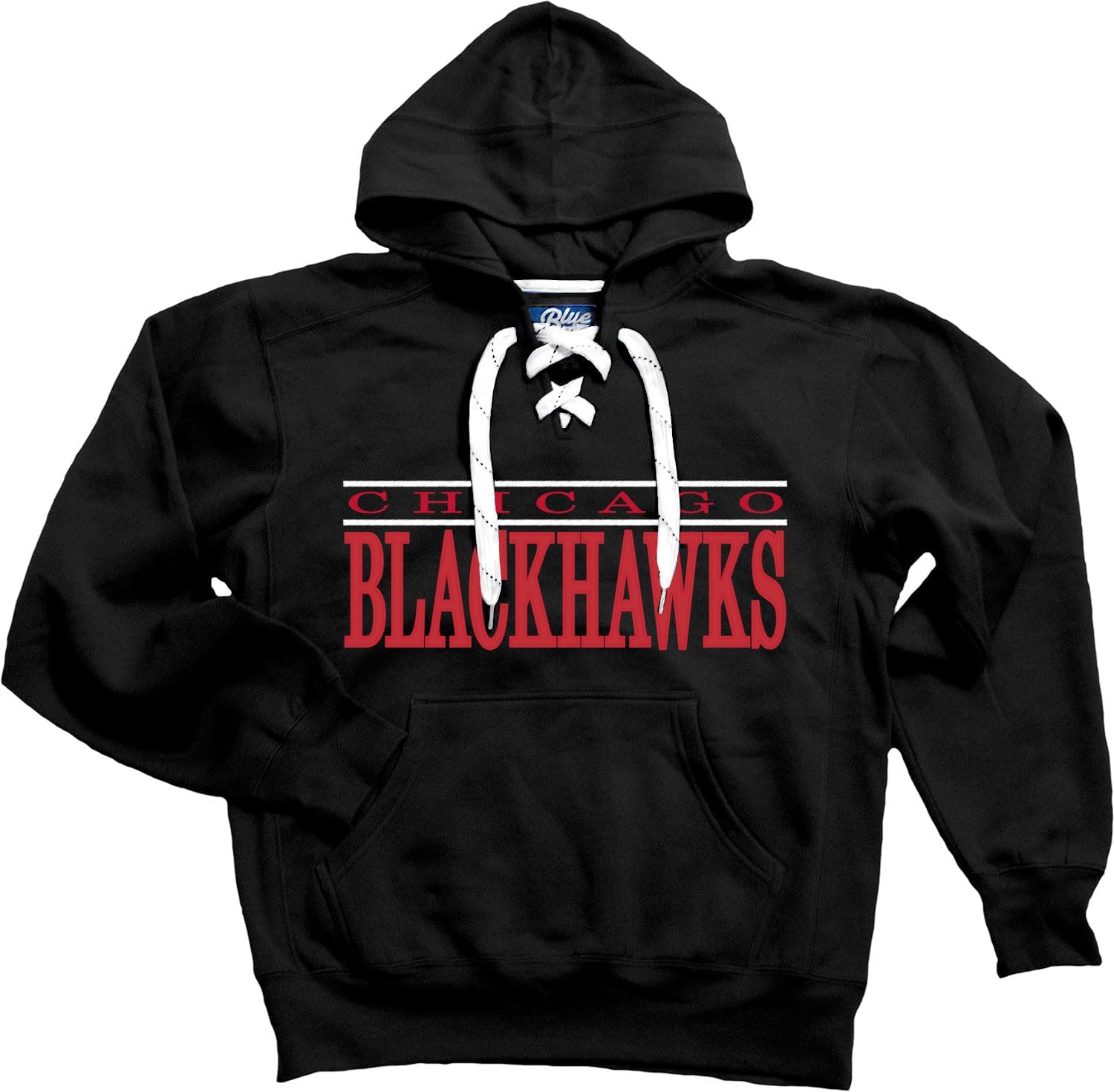 Blue 84 NHL unisex-adult Nhl Officially Licensed Lace Up Hockey Hooded Sweatshirt Logo