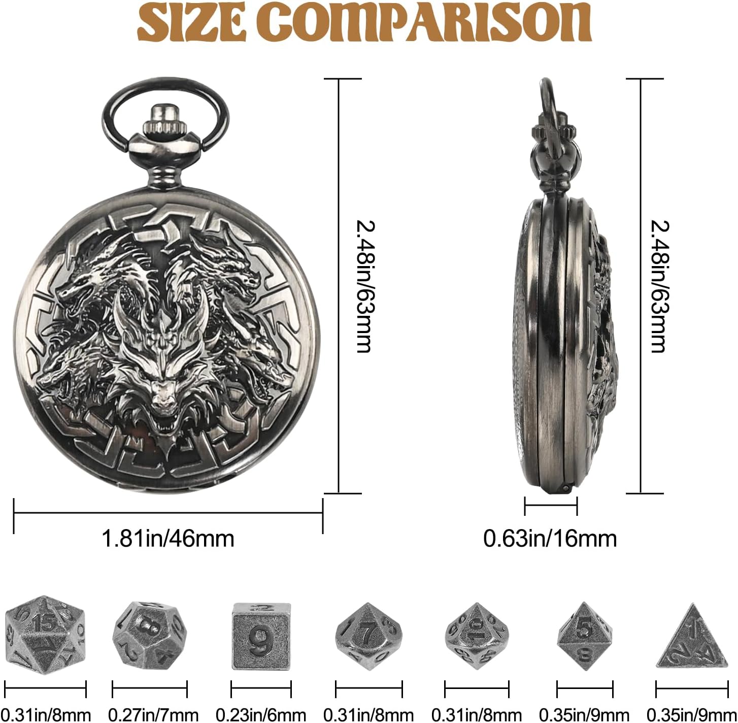D&D Dice Set,7PCS Mini Dice with Case (Dragon, Ancient Silver) image 3