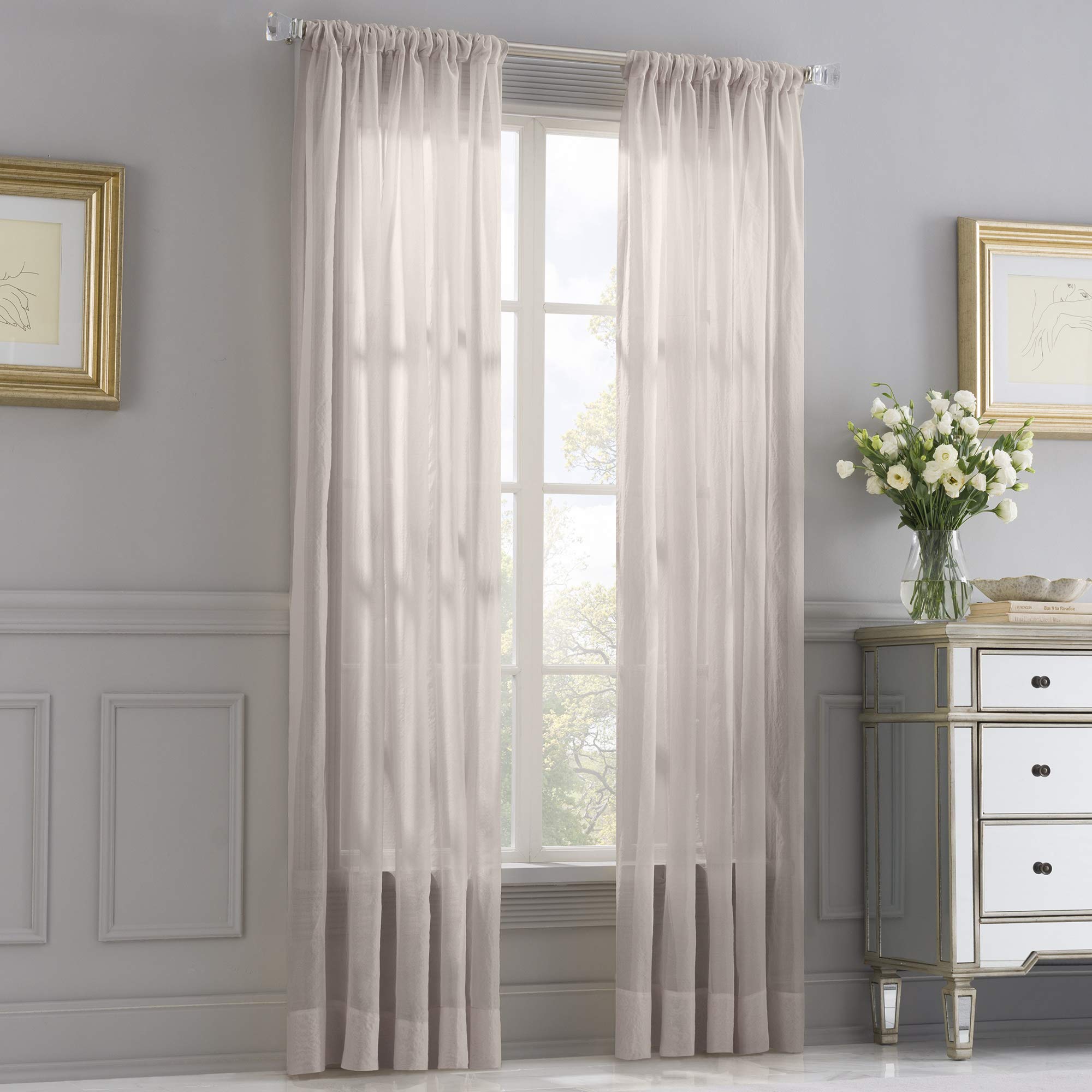 Valeron Opal Silk Blend Sheer Window Panel, 95", Haze