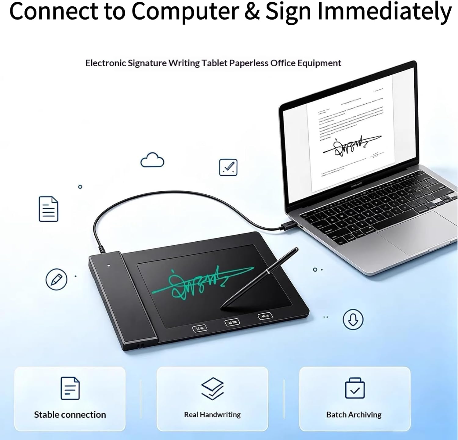 LCD Electronic Signature Pad USB Digital Signature Tablet Handwriting Capture Sign Pad Support PDF Word Excel WPS Secondary Development Kit for Office Finance Hospital Government OA System Windows image 5