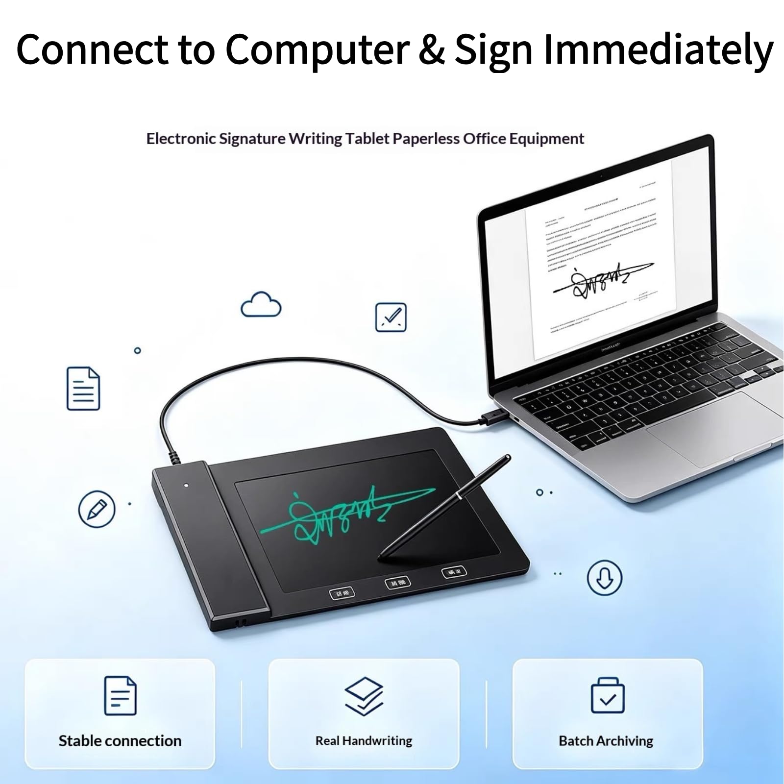 Signature Pad for Work - Tableta de 6 x 4 pulgadas con lápiz capacitivo sin batería para Mac, Windows y Chromebook