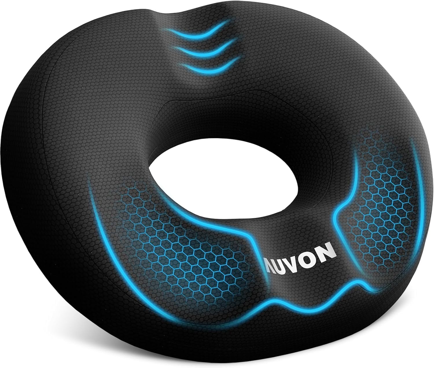 AUVON Sitzkissen Orthopädisch Rund mit Doppelt-U-Form & Oberschenkel-Entlastungsschräge, Hämorrhoiden Sitzkissen bürostuhl Auto, Sitzring Erhöht Sitzkomfort 45 * 35 * 6,5cm