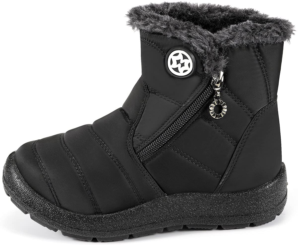 Enfant Bottes D'Hiver Fille Garçon Bottes de Neige Doublure Chaud Fourrure Bottes et bottines Souples Antidérapant