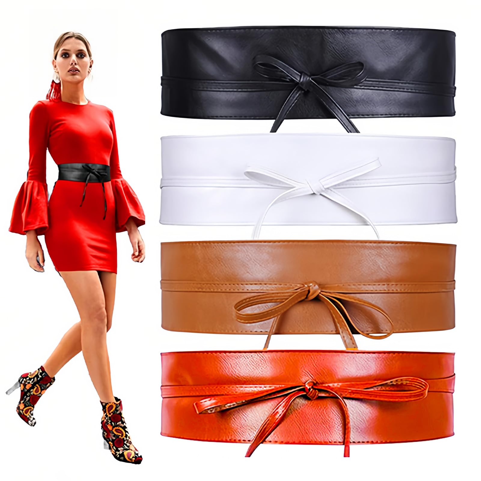 Ceinture Large en Cuir à Nouer pour Affiner la Taille au Quotidien et en Soirée